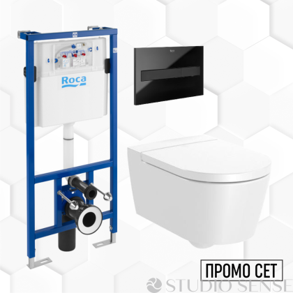 ПРОМО СЕТ конзолна тоалетна Inspira 56 ROUND Rimless и структура за вграждане Duplo 
