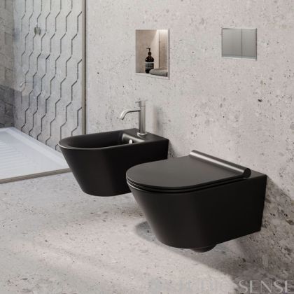 Hung Toilet New Zero 55 newflush™ Nero Satinato