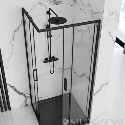 Rea Punto Black 80x80 Glass Shower Enclosure