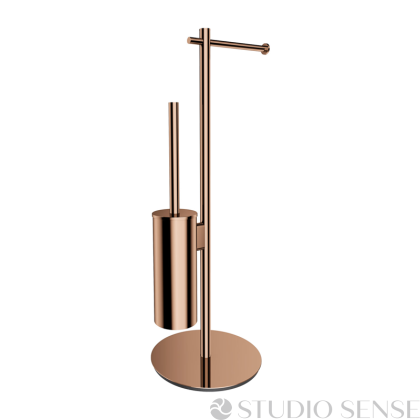 Modern Project Copper Gold Toilet Brush&Toilet Paper Holder Free Standing