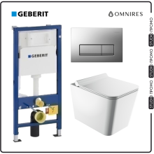 Boston Slim Rimless Hung Toilet and Geberit Concealed Element Allin1 Set