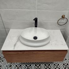 Шкаф с мивка за баня Impera с каменен плот и чекмедже 
