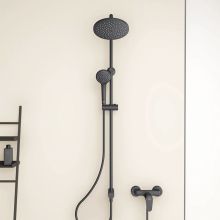 Черна душ-колона Ideal Rain Soft за комбинация със смесители