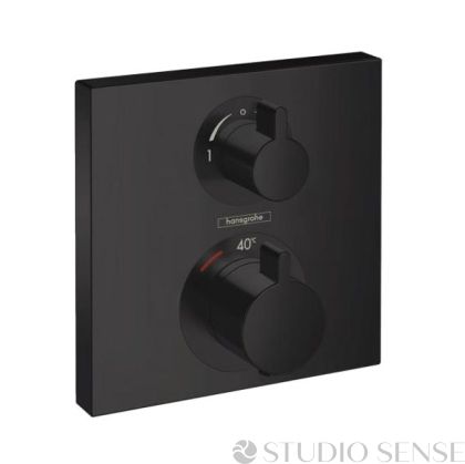 Ecostat Square Black Thermostatic Concealed Shower Mixer 