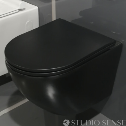 Черна конзолна тоалетна Carlo 48 Mini Rimless Black Matt 