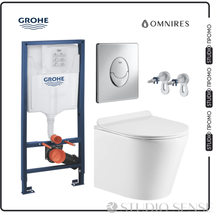 Tampa Slim Rimless Hung Toilet and Grohe Concealed Element Allin1 Set
