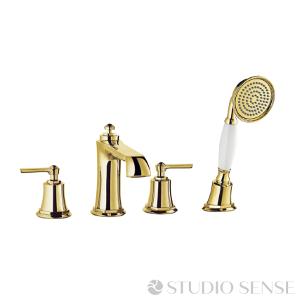 Armance Yellow Gold 4-hole Bath/Shower Set