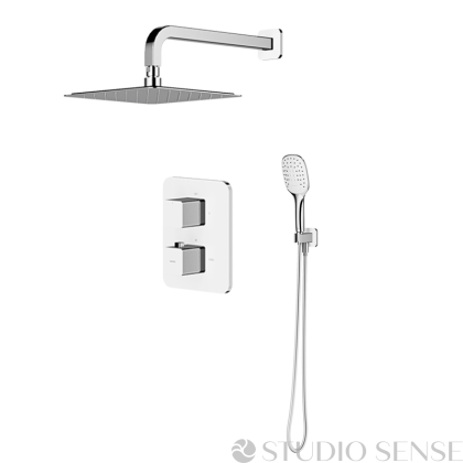 Parma White Square Slim 20 WHT Concealed Shower System