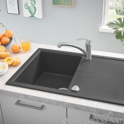 Гранитна композитна черна мивка за кухня K400 78х50 