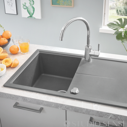 Гранитна композитна сива мивка за кухня K400 78х50 