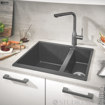 Гранитна композитна черна мивка за кухня K500 56х46 