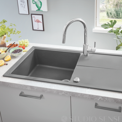 Гранитна композитна сива мивка за кухня K400 100х50 
