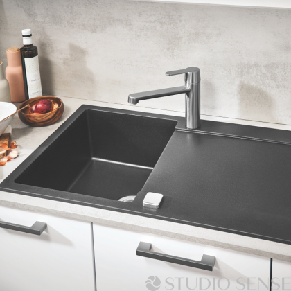 Гранитна композитна черна мивка за кухня K500 86х50 