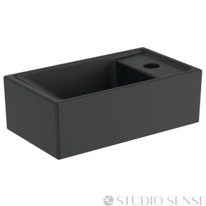 Малка черна мивка за баня Tempo 37 Silk Black стенна
