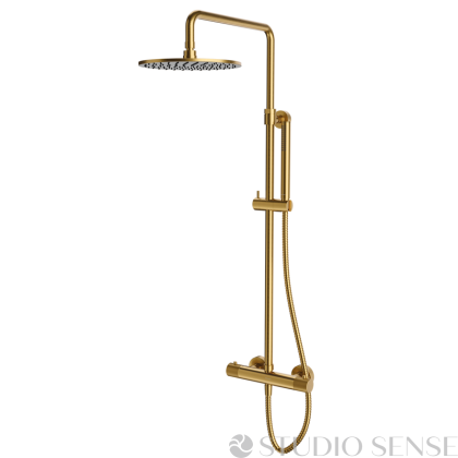 Contour 250 Brushed Gold Thermostatic Shower System