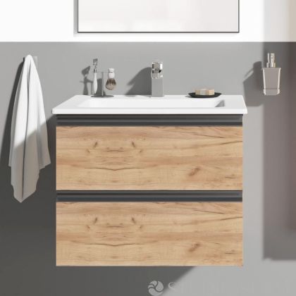 Шкаф за баня Connect E 60 златен дъб, с мивка 