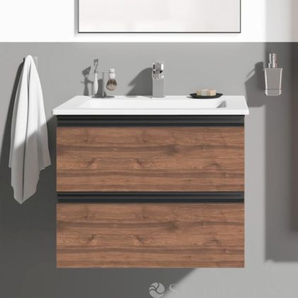 Connect E 60 Walnut Black Contemporary Bathroom Cabinet