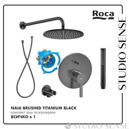 Naia Rainsense Brushed Titanium Black Concealed Shower System