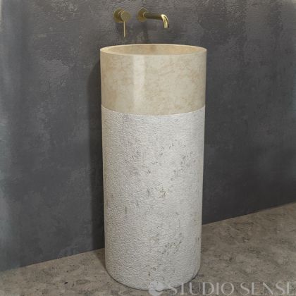 Bora Cream Marble Vase Pedestal Sink