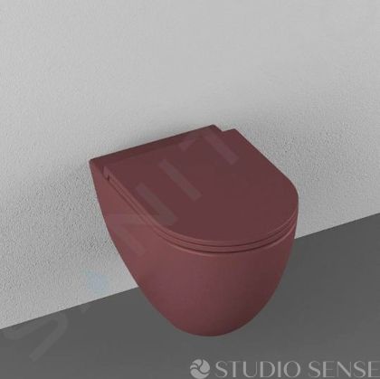 Infinity 53 Maroon Red Rimless Hung Toilet
