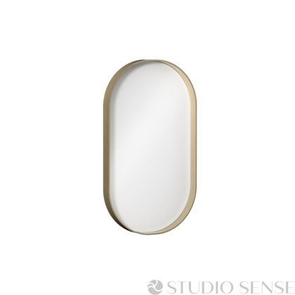 Овално огледало с бяла рамка Puno, месинг/златисто  