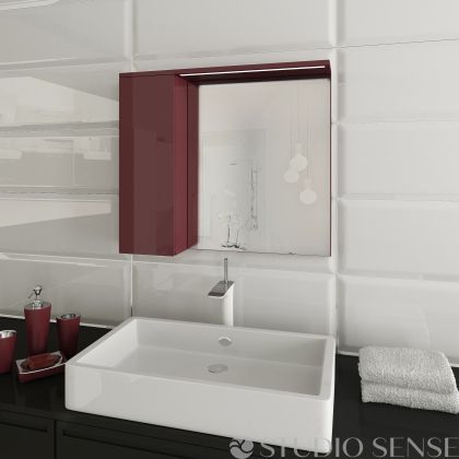 Горен шкаф за баня с огледало и LED осветление Stella Lux 