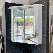 Brevi Corner Mirrored Bathroom Cabinet with LED light