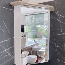 Ъглов шкаф за баня с огледало Vivid с вградено осветление 
