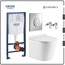 Tampa Slim Rimless Hung Toilet and Grohe Concealed Element Allin1 Set