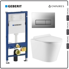ПРОМО СЕТ конзолна тоалетна Tampa Slim Rimless и структура за вграждане Geberit Delta 50 хром 
