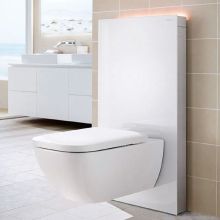 Луксозна структура за окачена тоалетна, без вграждане Monolith 101 PLUS бяло стъкло