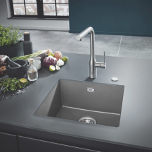 Гранитна композитна сива мивка за кухня K700U 53x46 