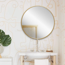 Delicate Yellow Gold Round Gold Framed Mirror