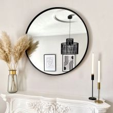 Style Black Round Framed Mirror 80
