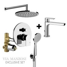 Via Manzoni Round Exclusive Concealed Shower Set+Basin Mixer