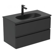 Черен шкаф за баня Tesi 80 с черна мивка 