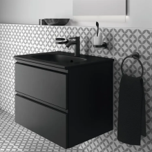 Черен шкаф за баня Tesi 60 с черна мивка 