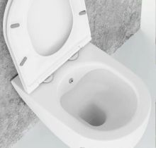 ПРОМО СЕТ тоалетна Sentimenti Rimless с вградено биде и смесител, структура Grohe и бутон розово злато Skate Cosmopolitan  