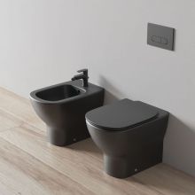 Черна стояща тоалетна чиния Tesi AquaBlade 55 Silk Black