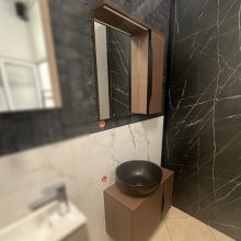 Комплект долен и горен шкаф за баня/тоалетна Makeda 60 Brown